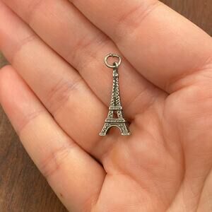 Vintage 800 Silver Paris Eiffel Tower Travel Destination Pendant Bracelet Charm